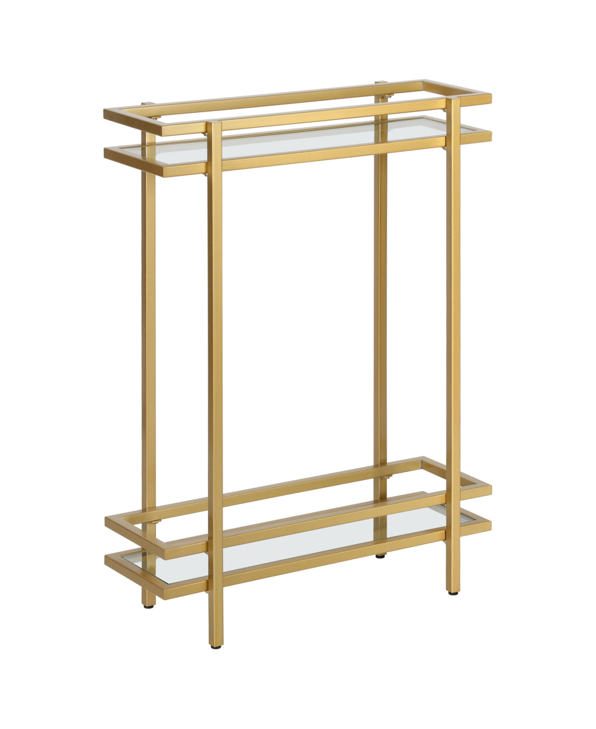 Hudson & Canal Robillard 22" Wide Metal And Glass Rectangular Console Table In Brass
