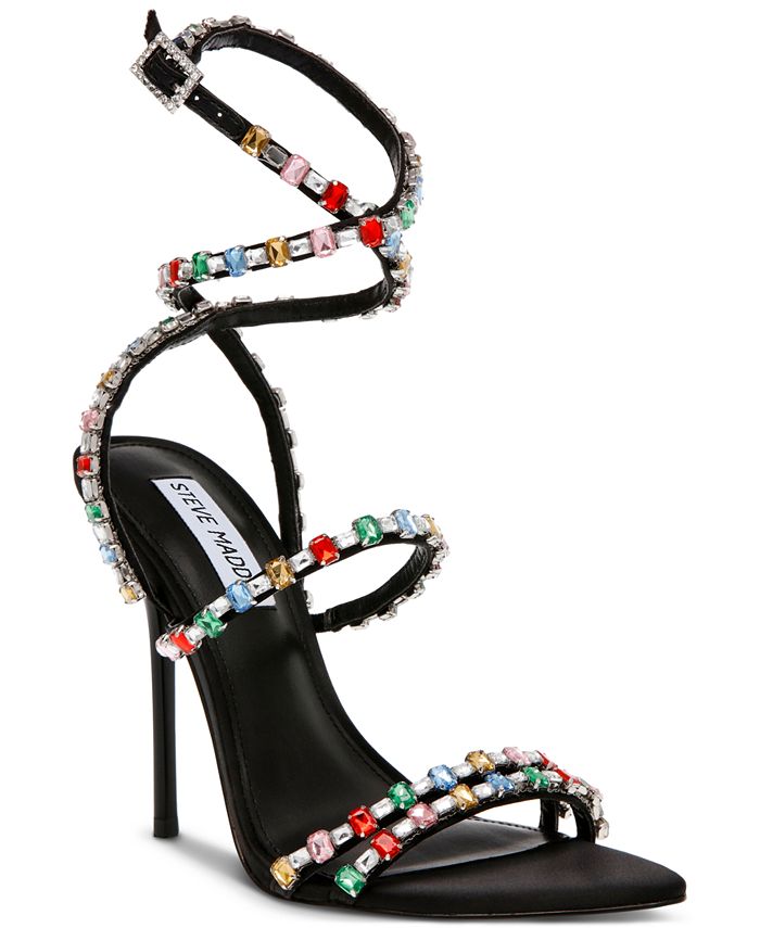 Steve Madden Women's Bijou Rhinestone Ankle-Strap Stiletto Sandals - Macy's