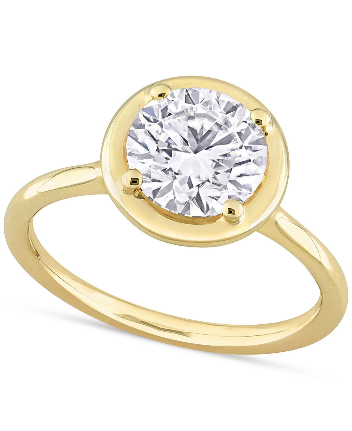 Macy's Lab-grown Moissanite Round Frame Ring (1-7/8 Ct. T.w.) In 10k Gold
