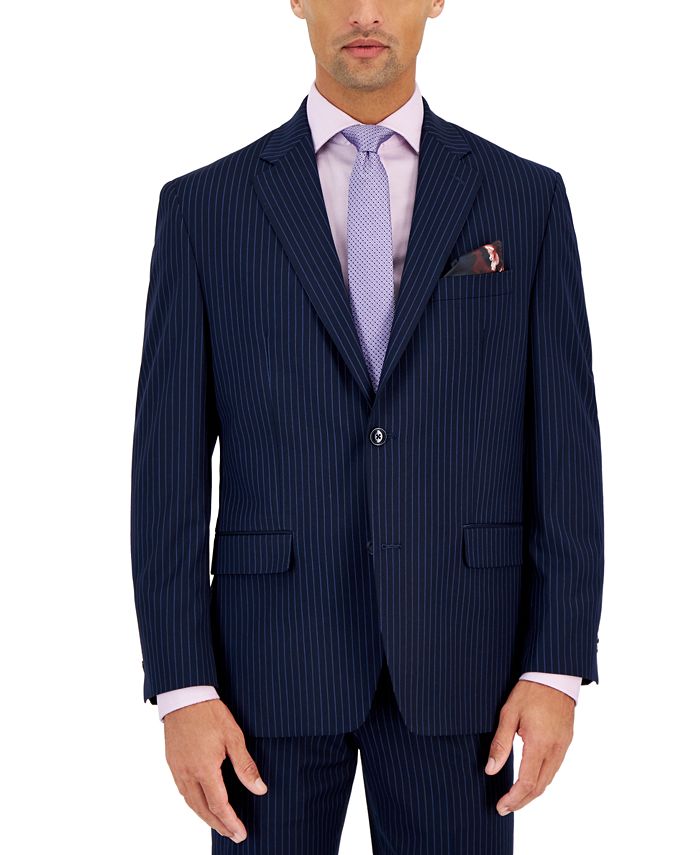 Sean John Men's Classic-Fit Navy/Blue Stripe Suit Jacket - Macy's