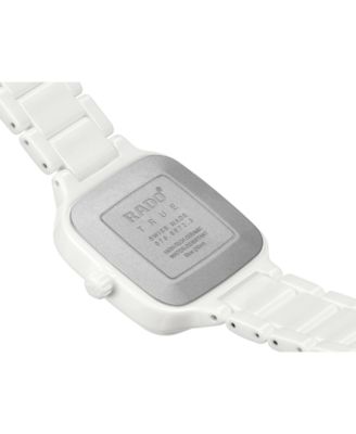 Women's Swiss True Square White High-Tech Ceramic Bracelet Watch 29mm