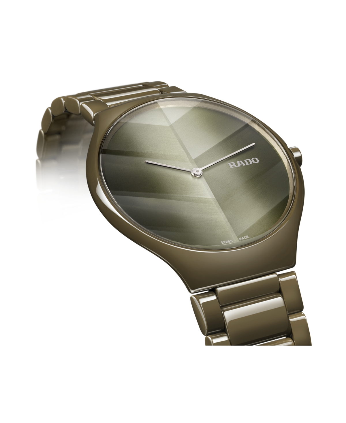 Shop Rado Unisex Swiss True Thinline X Great Gardens Of The World Olive Green High-tech Ceramic Bracelet Watch