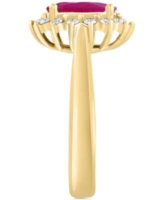 EFFY&reg; Ruby (1-7/8 ct. t.w.) & Diamond (1/4 ct. t.w.) Halo Ring in 14k Gold