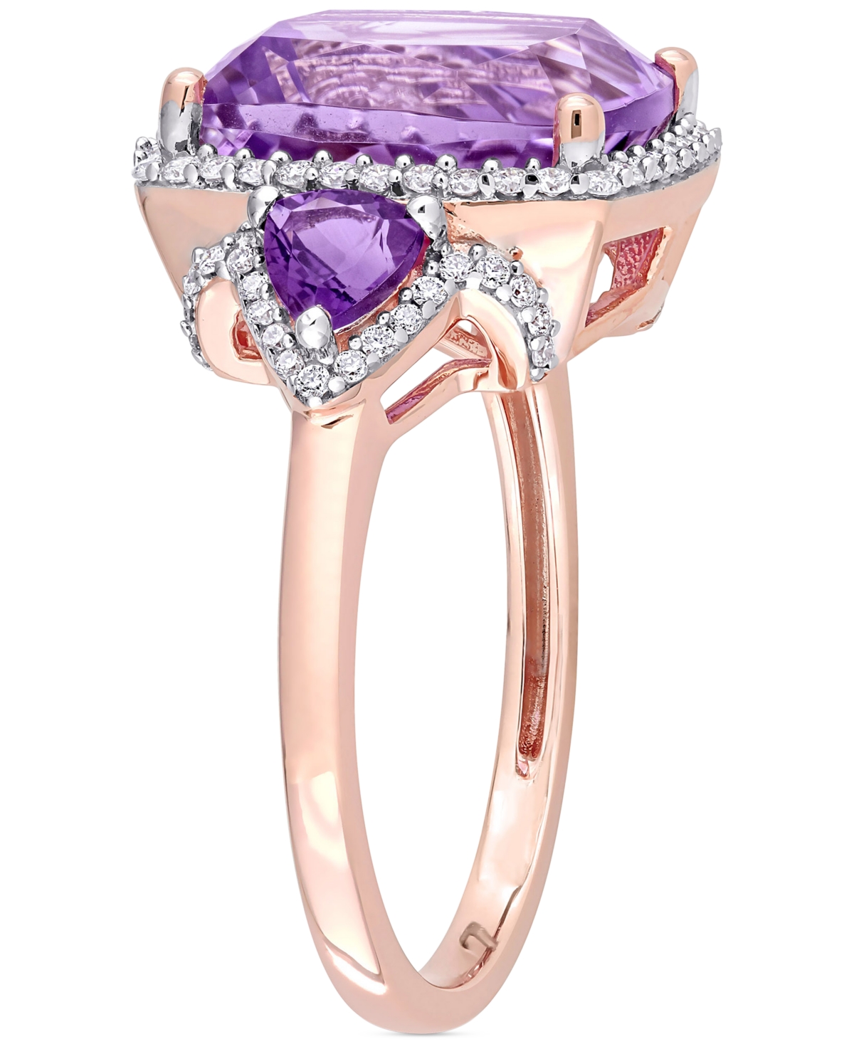 (5-3/8 ct. t.w.) & Diamond (1/3 ct. t.w.) Halo Ring in 14k Rose Gold - Amethyst
