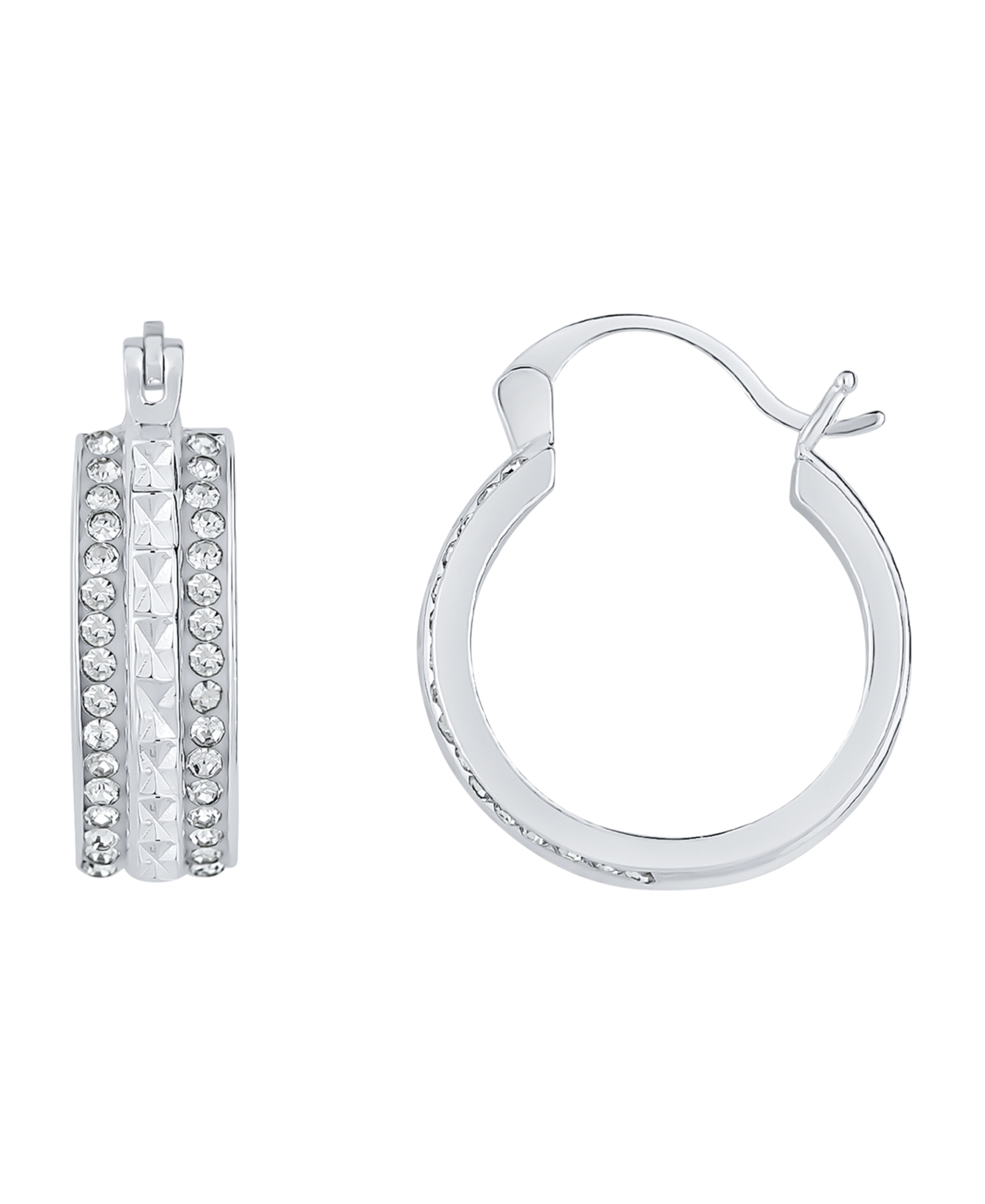 And Now This Crystal Silver Plated Hoop Earring In Silver Plated Brass