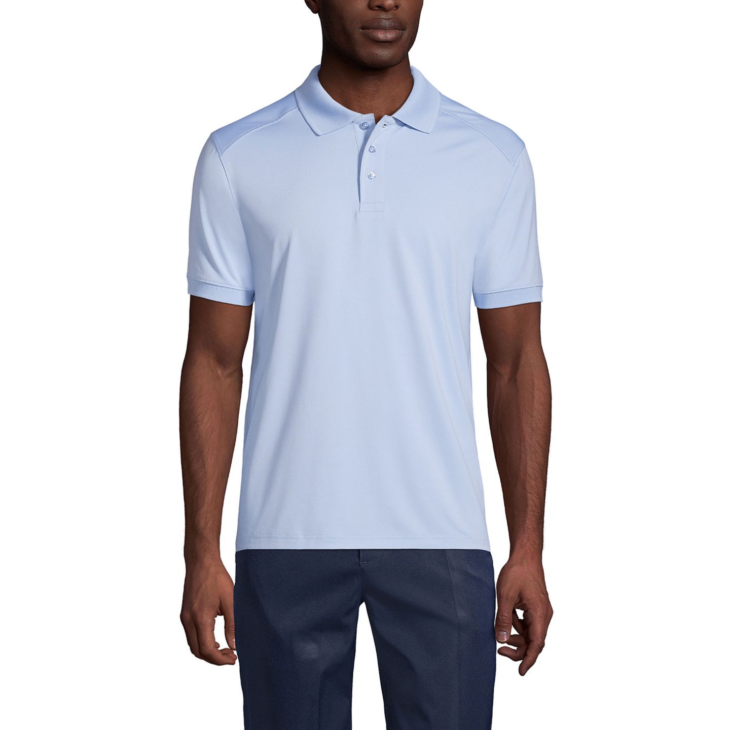 Мужское поло Lands' End Short Sleeve Rapid Dry Polo Shirt, цвет: Синий — фото 1
