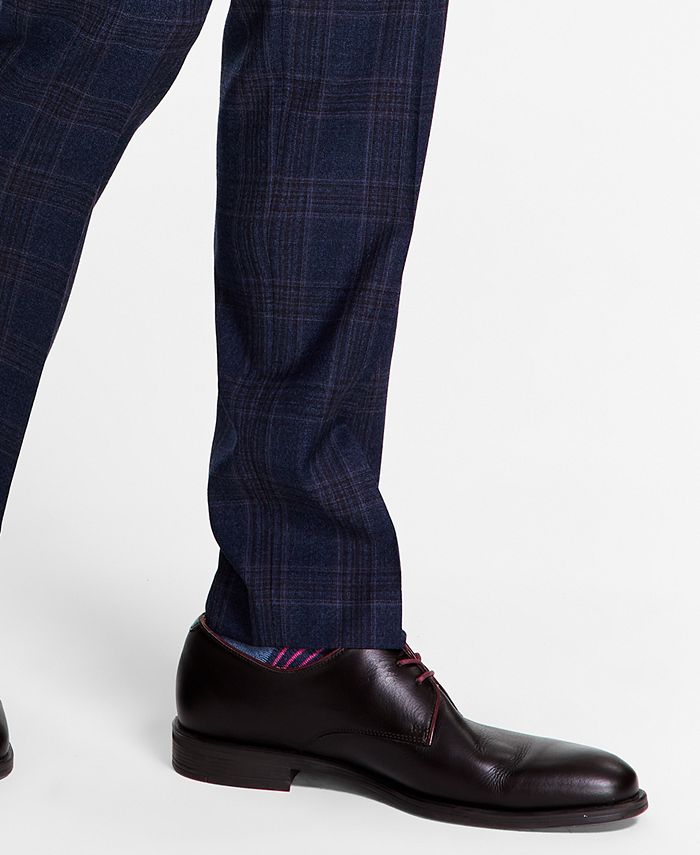 Tallia Men's Slim-Fit Stretch Plaid Suit Pants - Macy's