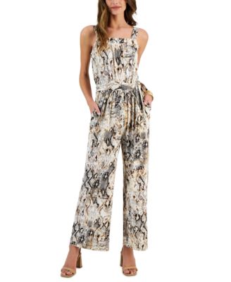 JPR Studio - Women's Square-Neck Belted Sleeveless Jumpsuit