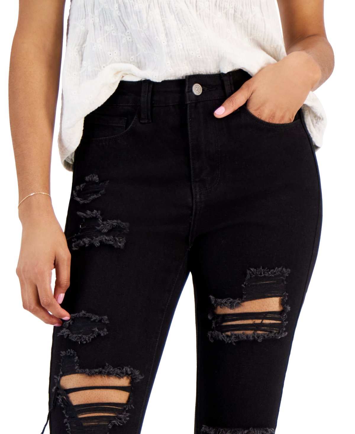 GoGo Jeans Juniors' High Rise Destructed Skinny Dream Jeans