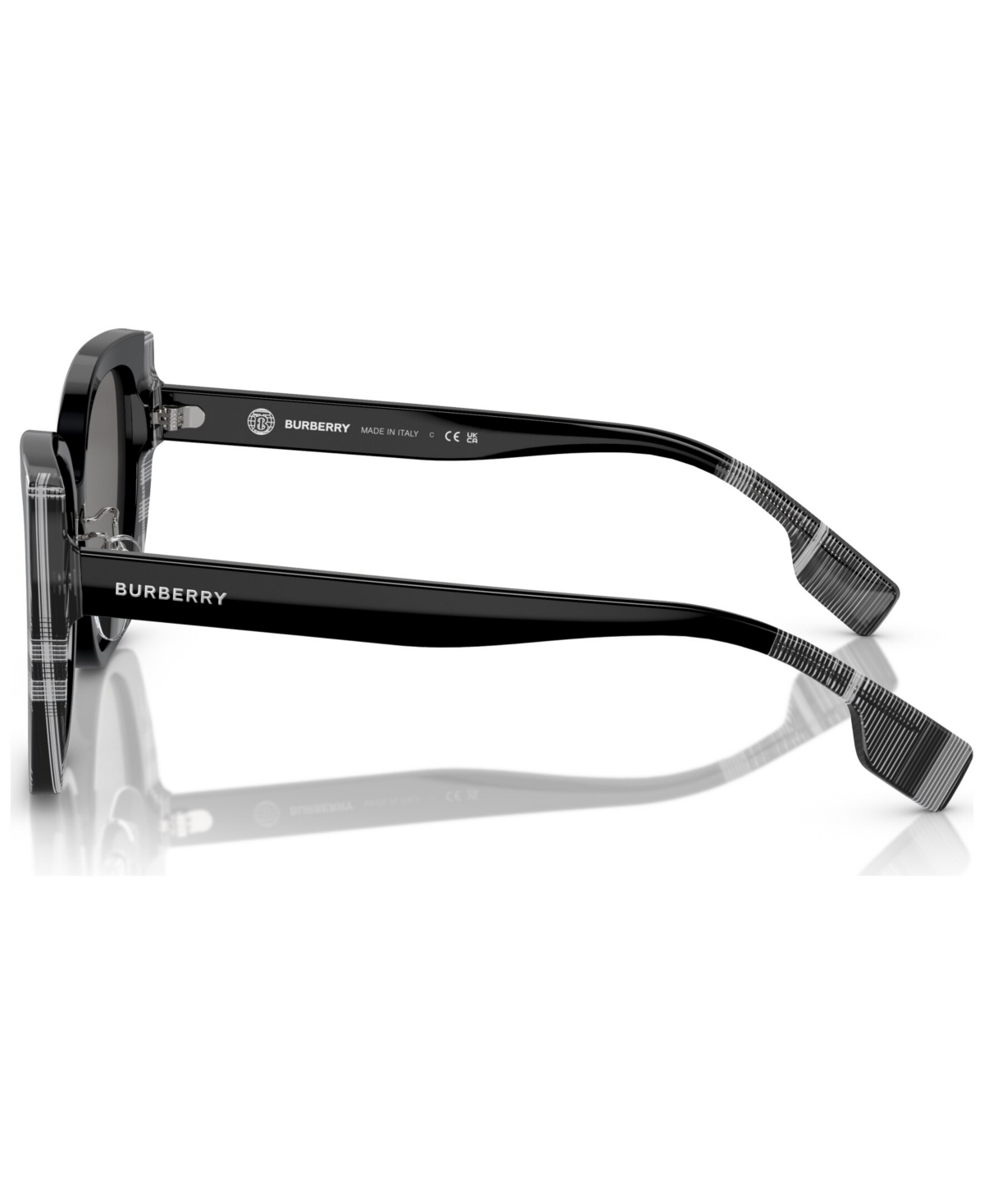 Shop Burberry Women's Polarized Low Bridge Fit Sunglasses, Meryl In Black,check White Black