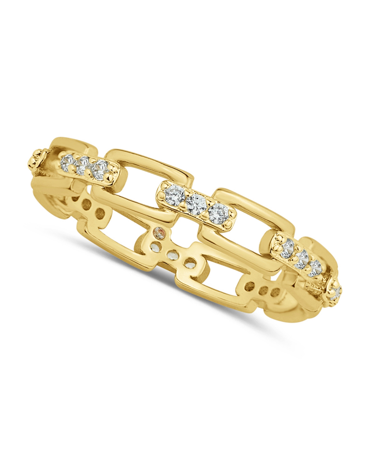 And Now This Cubic Zirconia 18k Gold Plated Link Ring In K Gold Plated Over Brass