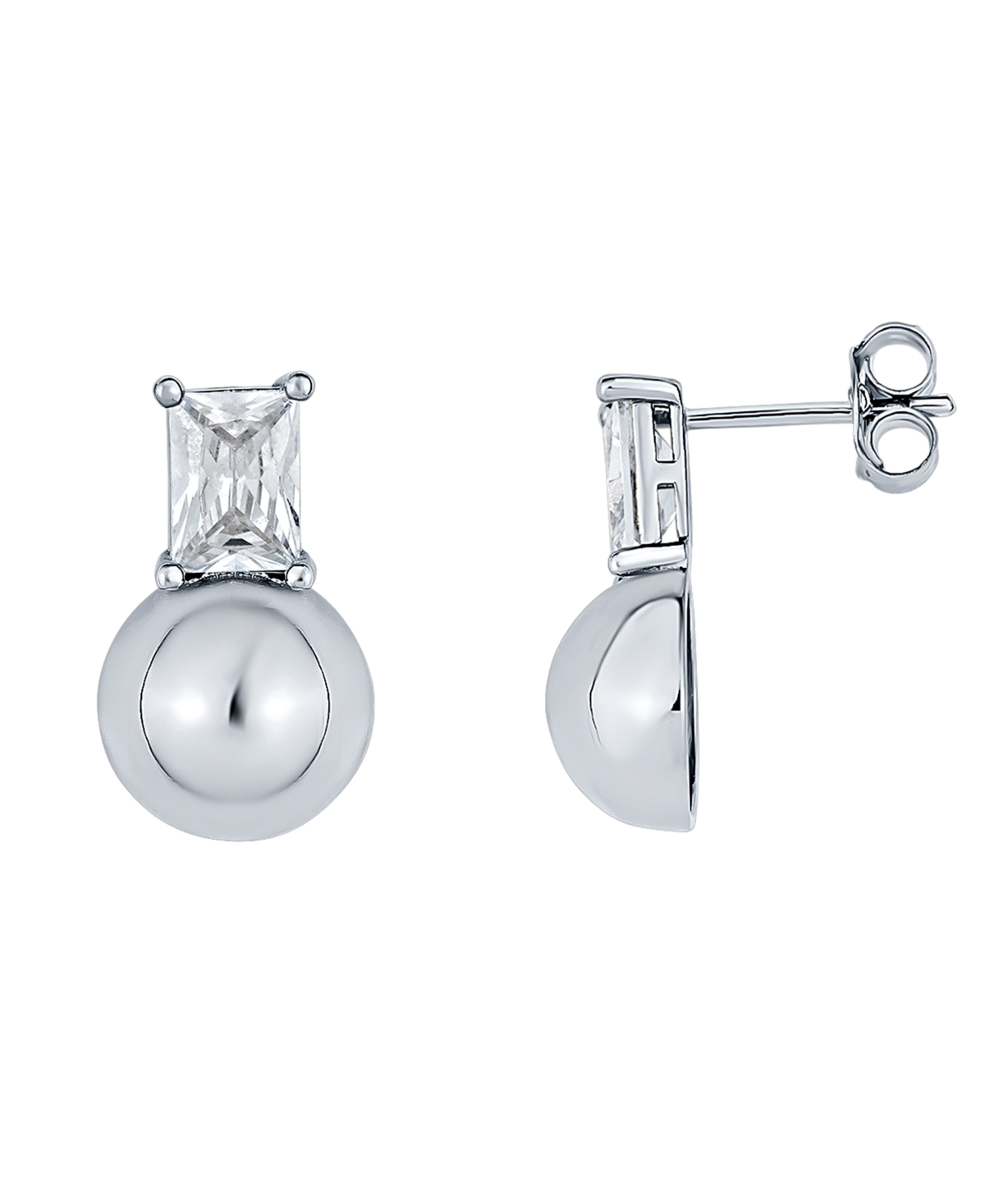 And Now This Cubic Zirconia Silver Plated Post Earring In Silver Plated Brass