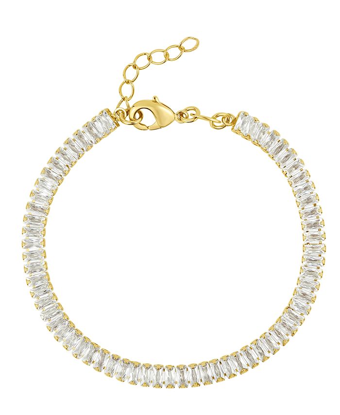And Now This Cubic Zirconia 18K Gold Plated Baguette Bracelet - Macy's