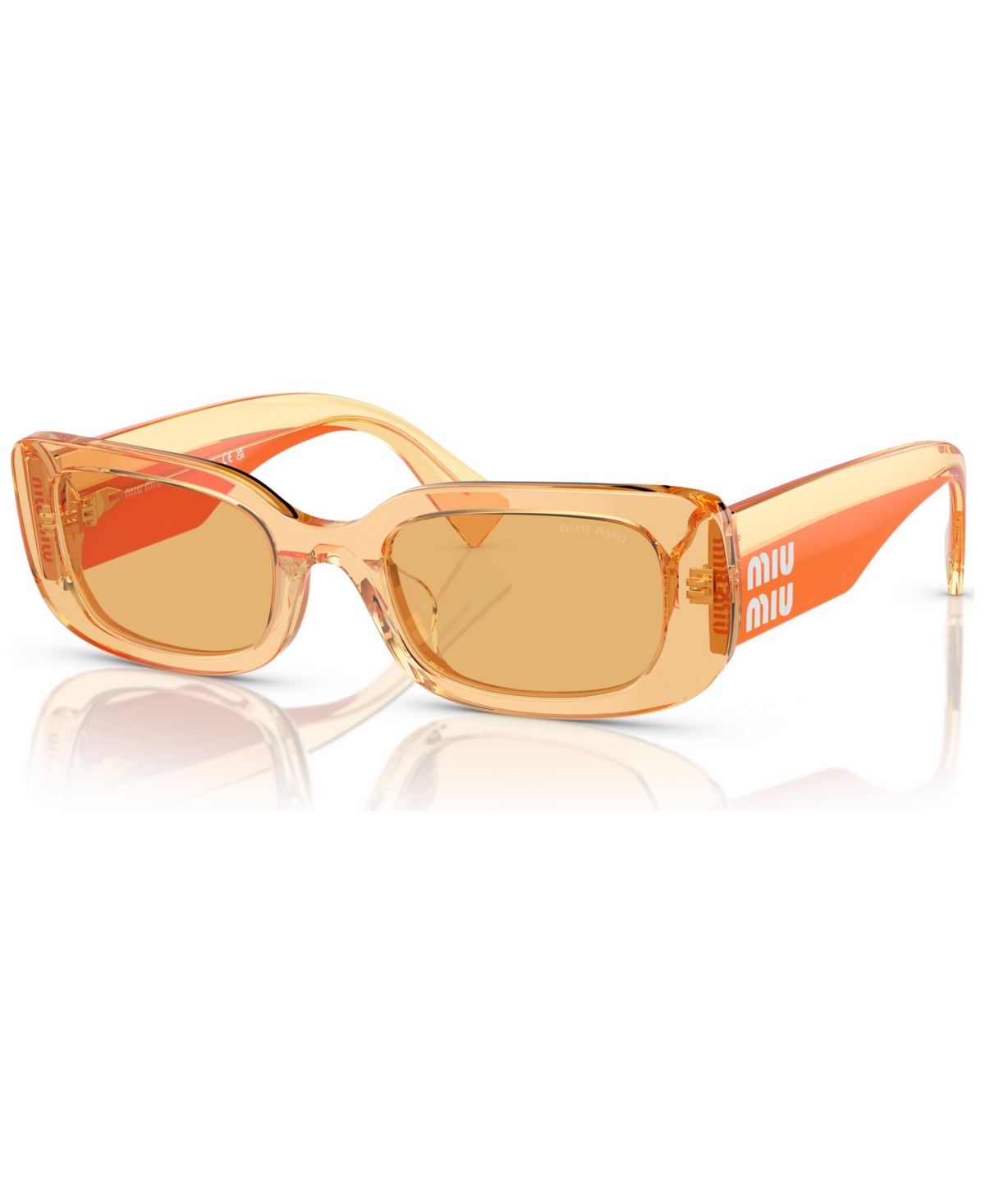 Miu Miu Transparent-design Rectangle-frame Sunglasses In Orange