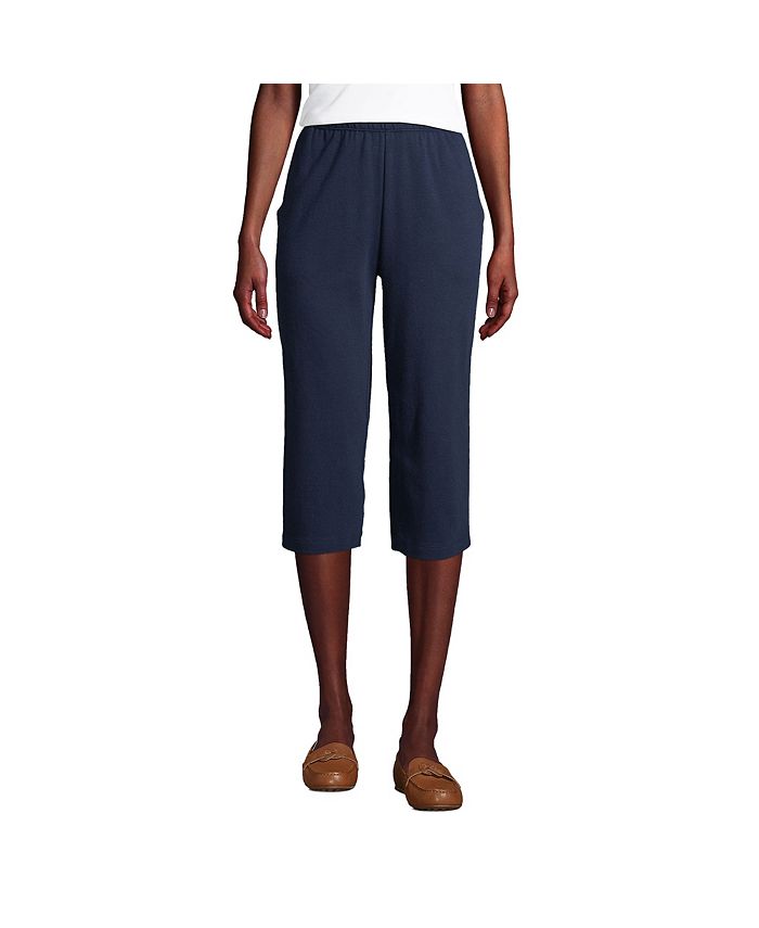 Lands' End Women's Tall Sport Knit Denim High Rise Elastic Waist Pull