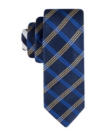 Tommy Hilfiger Boys Adjustable Length Voyager Plaid Check Tie - Navy, Yellow