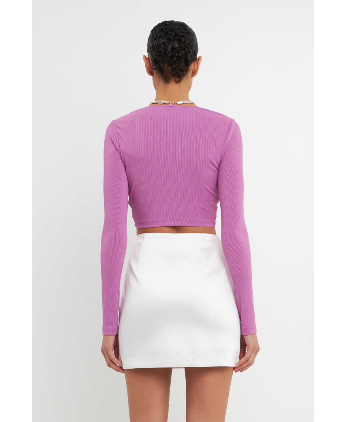 Grey Lab Women's Front Twist Cropped Long Sleeve Top