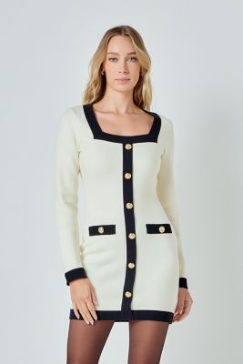 Women's Square Neck Knit Contrast Dress