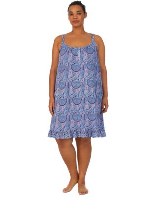 Lauren Ralph Lauren - Plus Size Printed Ruffled Nightgown