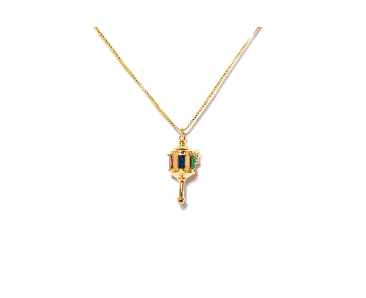 Little Sky Stone Prayers Wheel Necklace In Gold
