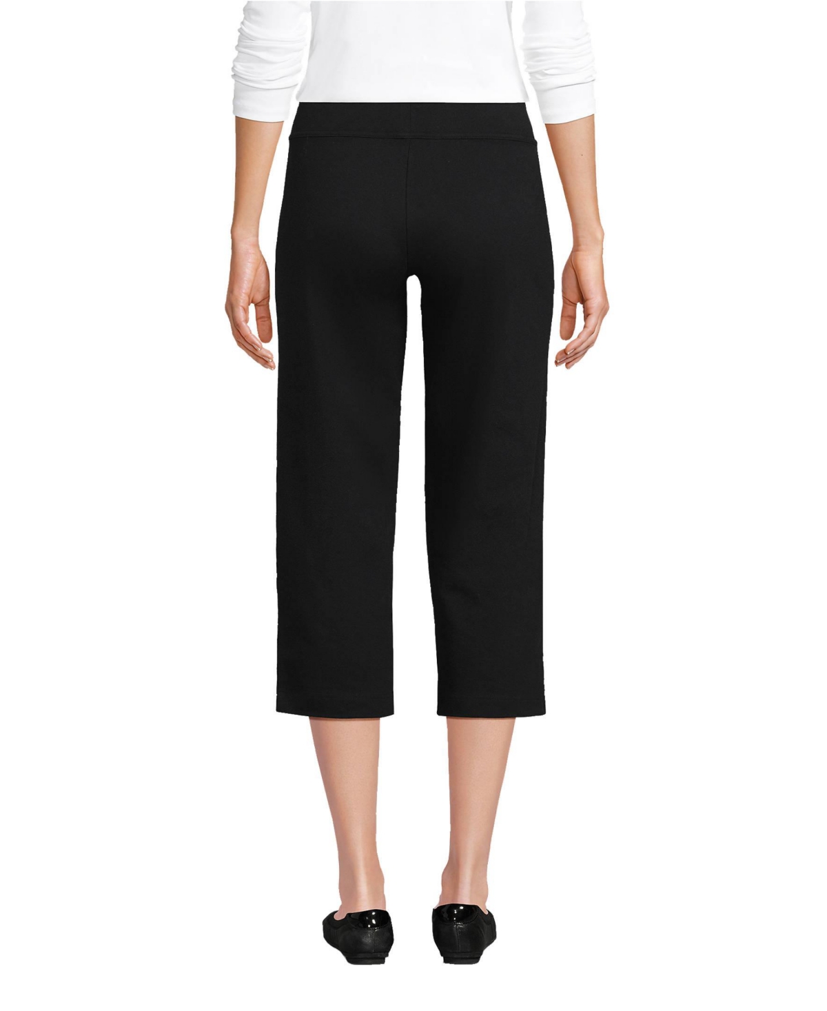 Lands' End Women's Starfish Mid Rise Elastic Waist Pull On Crop Pants