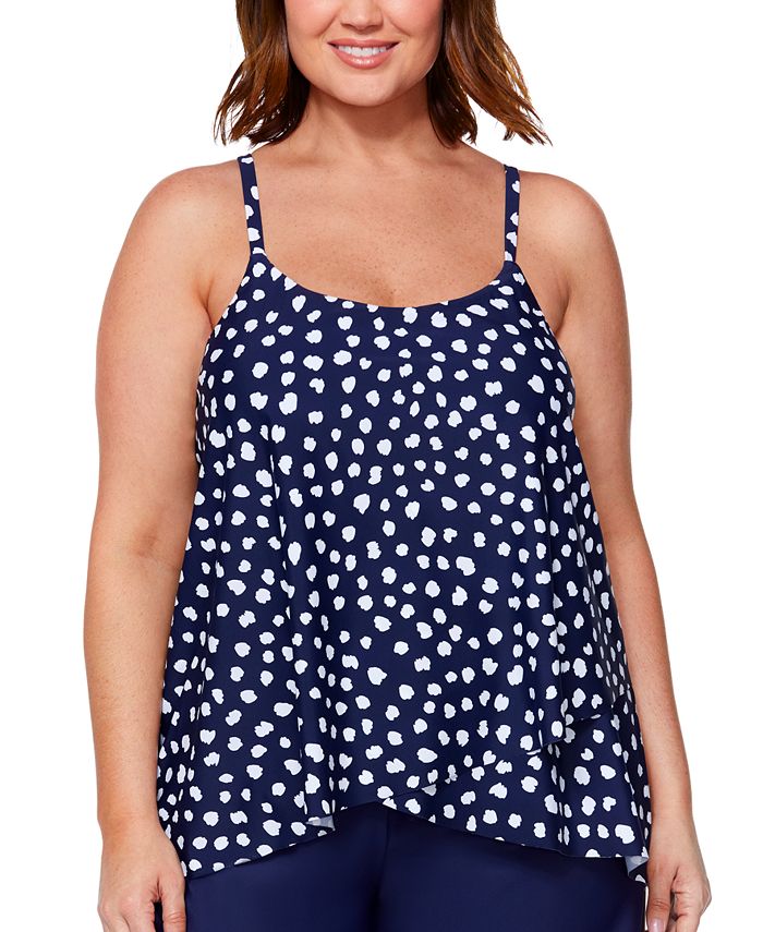 Island Escape Plus Size DotPrint Cape Town Tankini, Created for Macy's