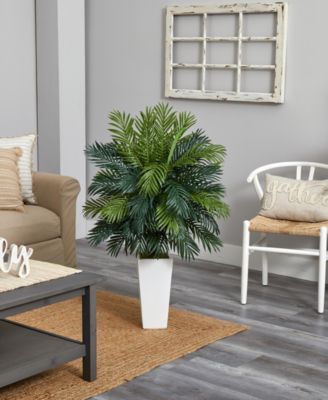 45" Areca Palm Artificial Plant in White Tower Planter