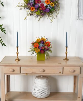 Mixed Floral Artificial Arrangement in Green Vase