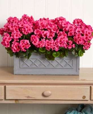 18" Geranium Artificial Plant in Stone Planter