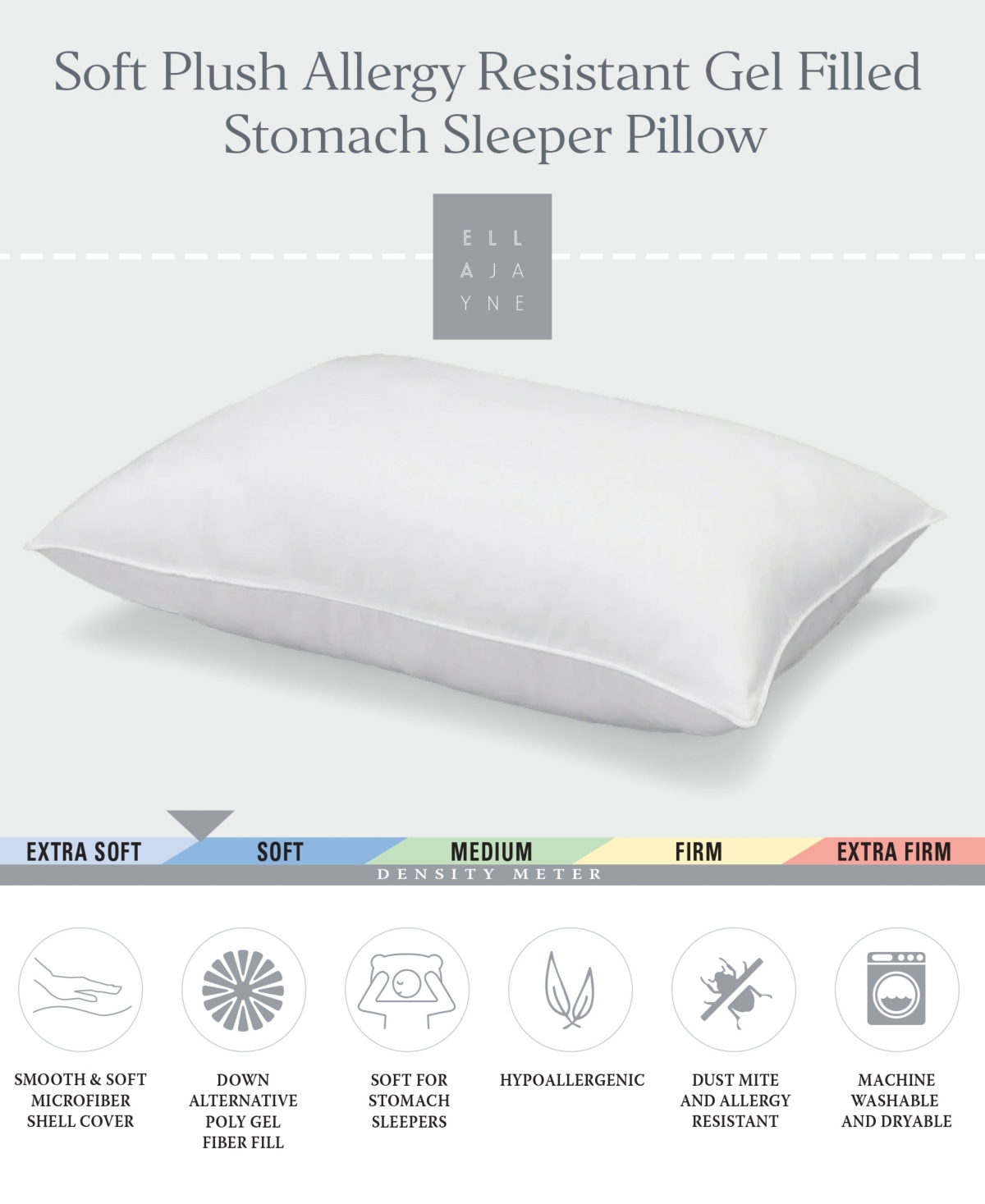 Ella Jayne Signature Plush Allergy-Resistant Density Stomach Sleeper Down Alternative Pillow, - Set of 2