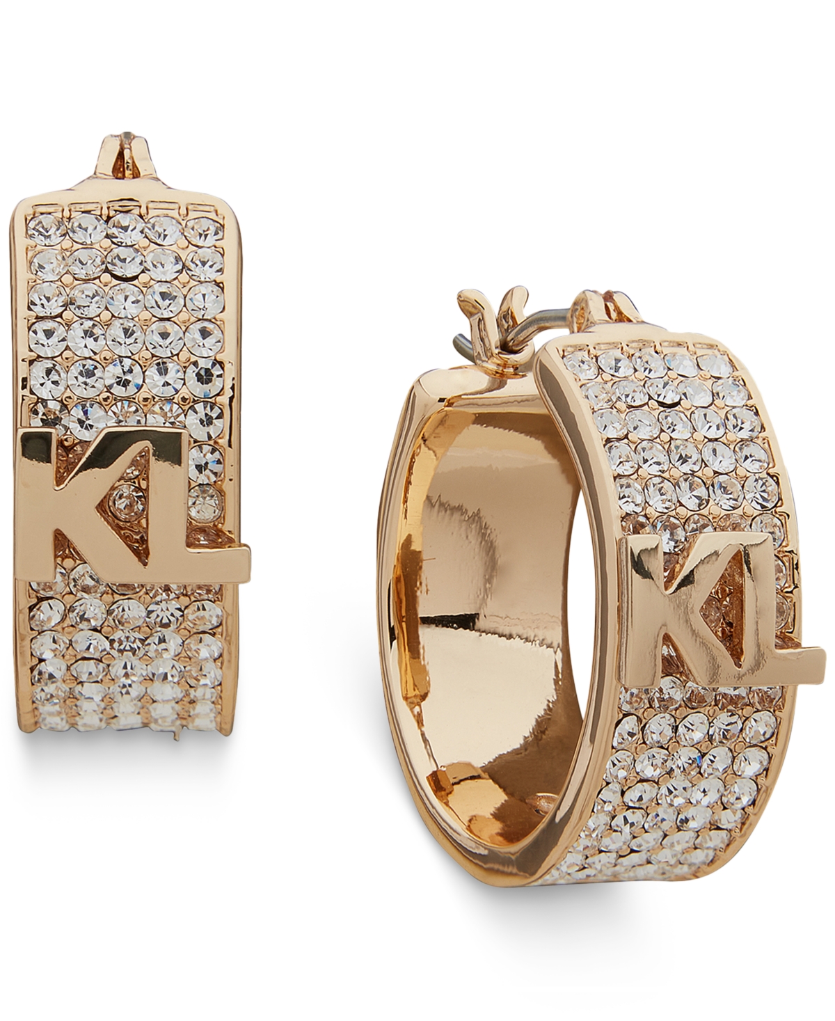 Karl Lagerfeld Gold-tone Crystal Small Hoop Earrings, .63"