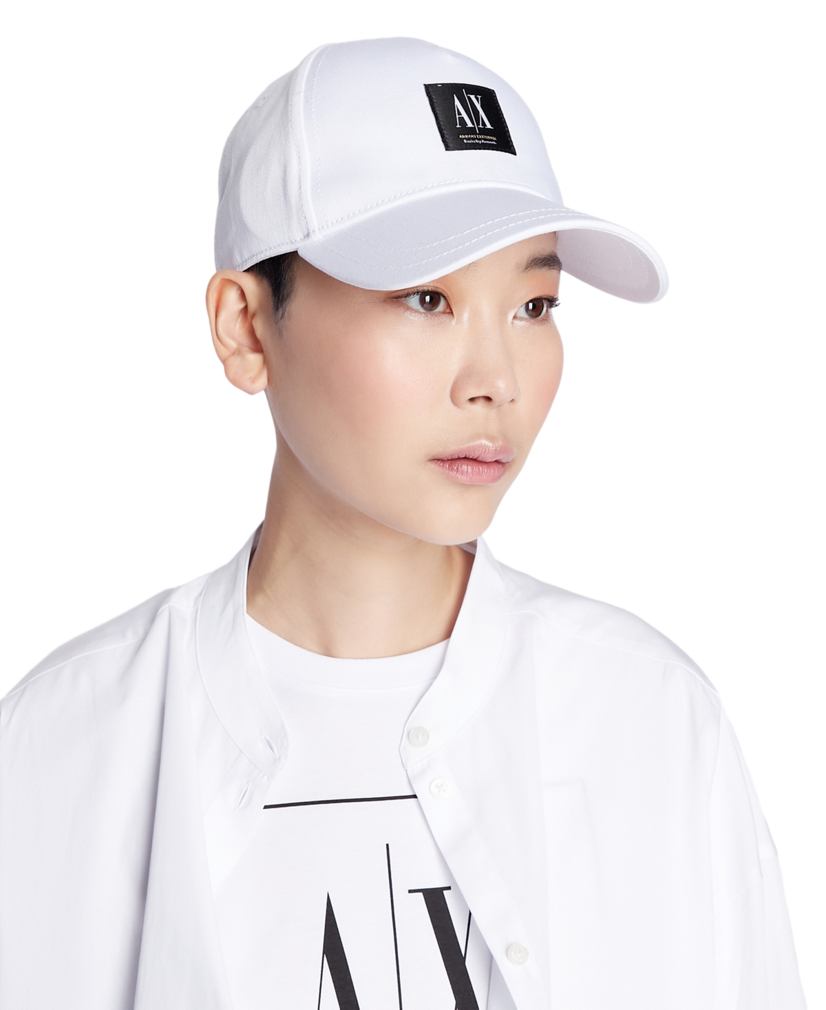 Ax Armani Exchange Men's Logo Patch Cap In White