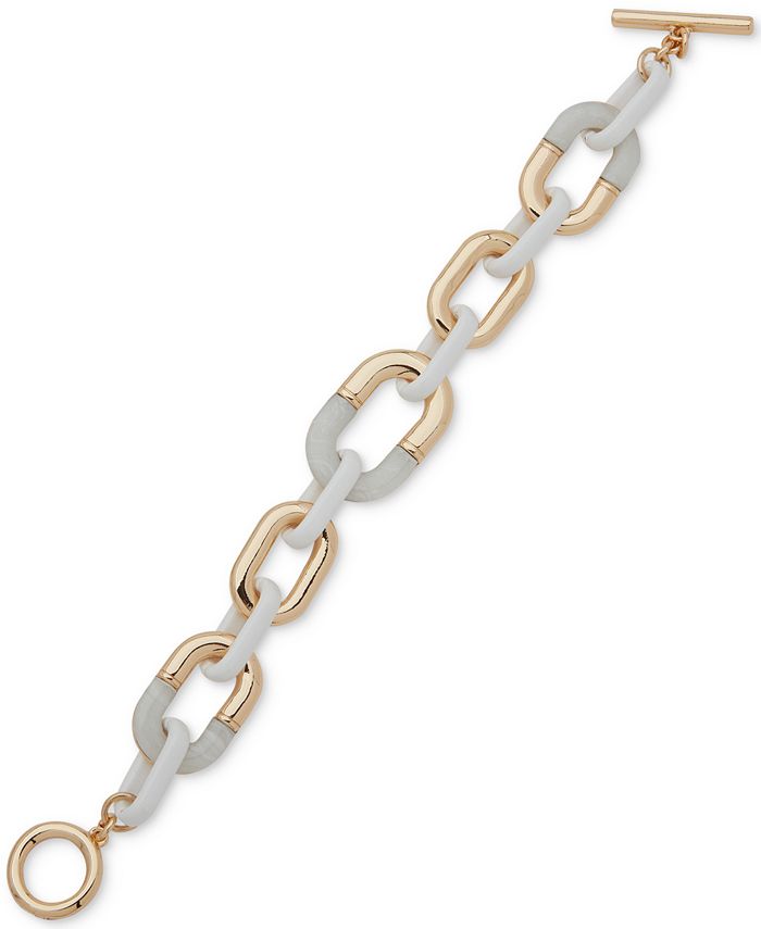 Anne Klein Gold-Tone Large Link Toggle Flex Bracelet - Macy's