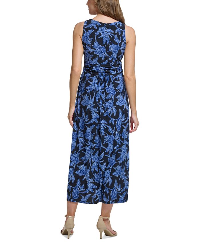 Tommy Hilfiger Women's Feathered Floral Printed V-Neck Maxi Dress - Macy's