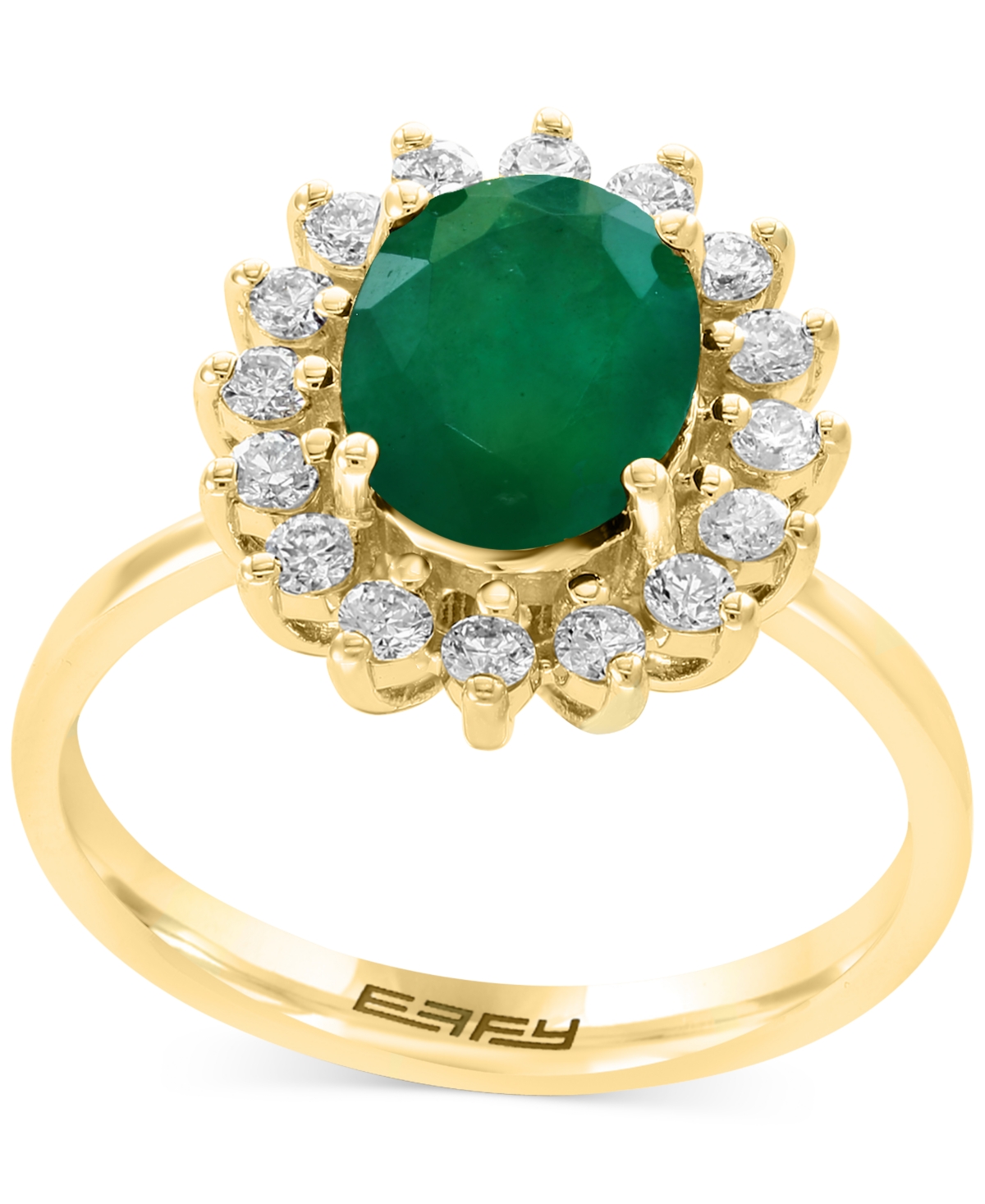 Effy Sapphire (1-7/8 ct. t.w.) & Diamond (3/8 ct. t.w.) Halo Ring in 14k Gold (Also available in Emerald) - Emerald