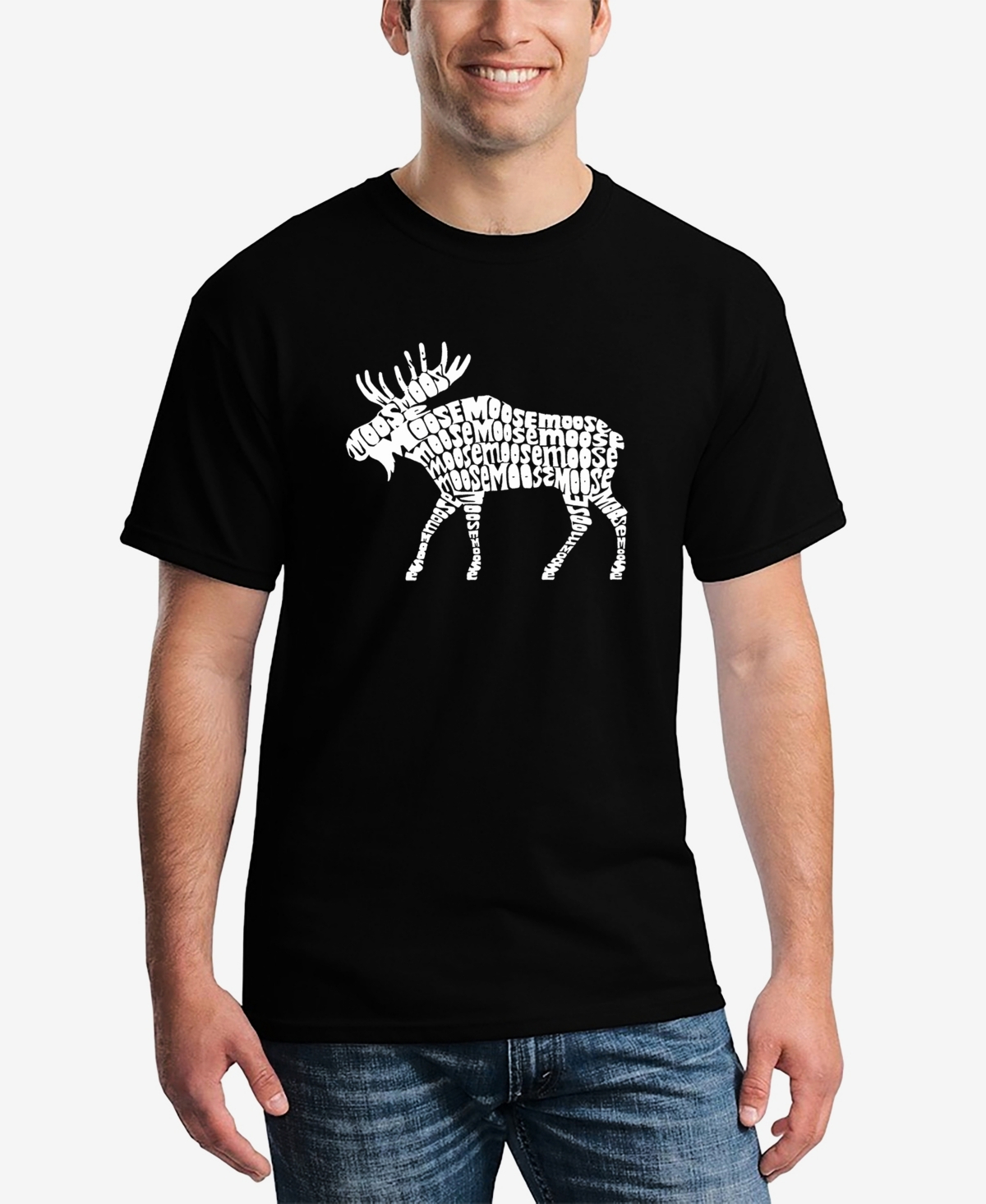 La Pop Art Men's Word Art Moose Short Sleeve T-shirt In Black