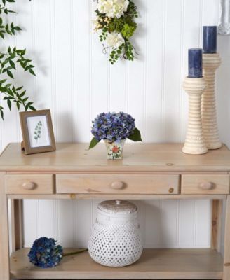 Blue Hydrangea Artificial Arrangement with Floral Planter