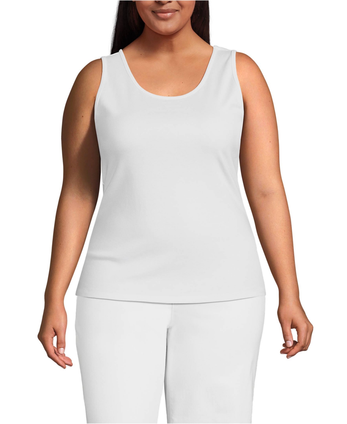 Plus Size Cotton Tank Top - White