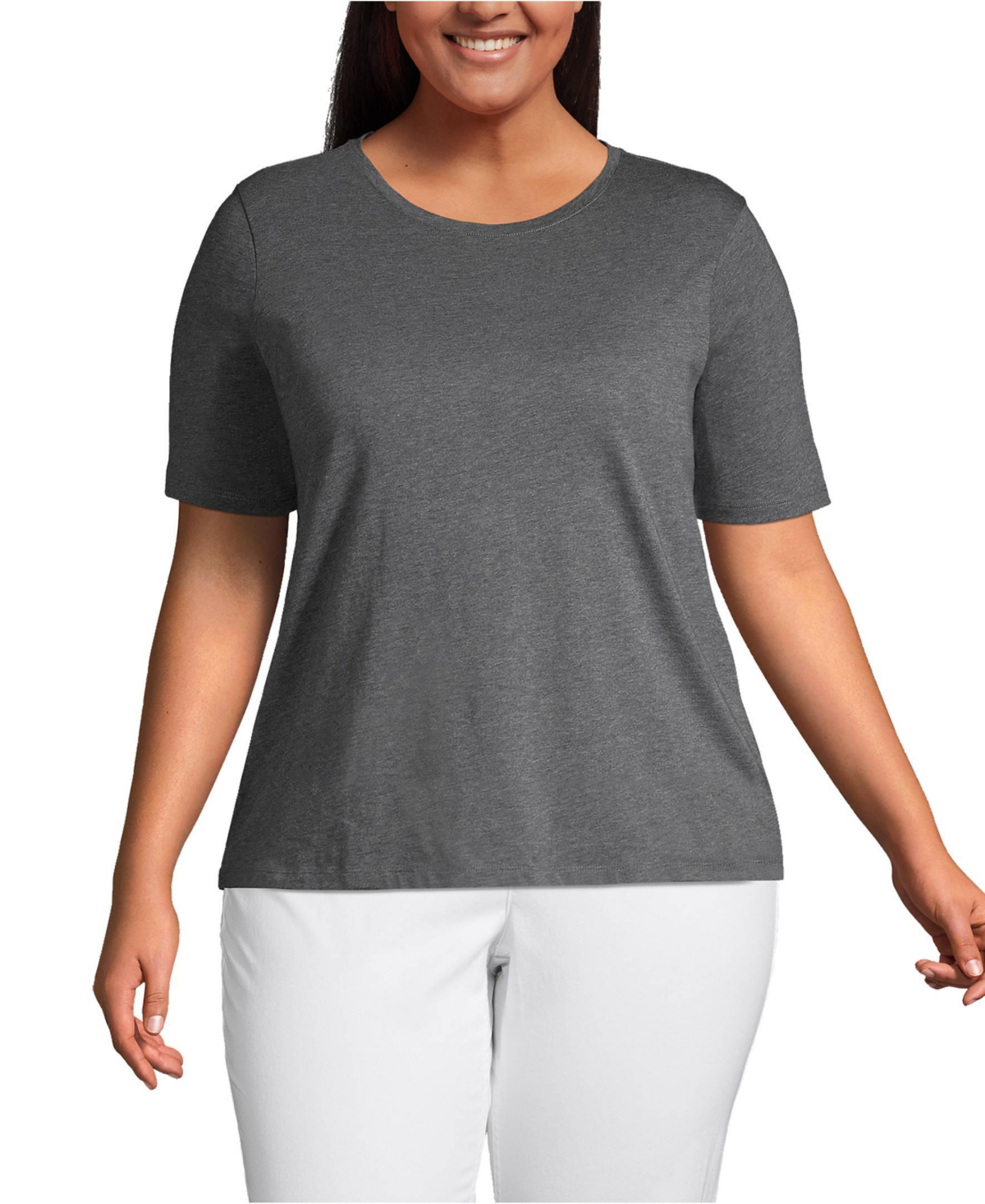 Lands' End Plus Size Relaxed Supima Cotton Crew Neck T-Shirt