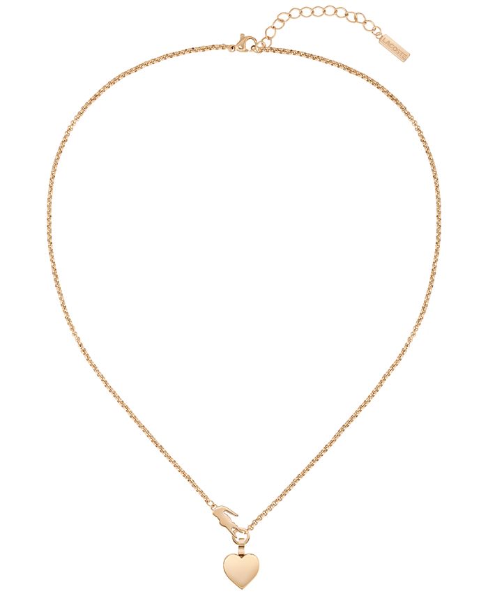 Lacoste Carnation Gold Tone Crocodile Heart Necklace - Macy's
