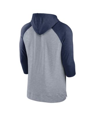 Men's Heather Gray, Heather Navy Washington Nationals Baseball Raglan 3/4-Sleeve Pullover Hoodie