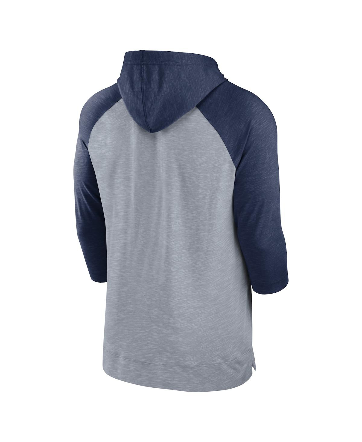 Men's Nike Heather Navy Washington Nationals Baseball Raglan 3/4-Sleeve Pullover Hoodie - Heather Navy