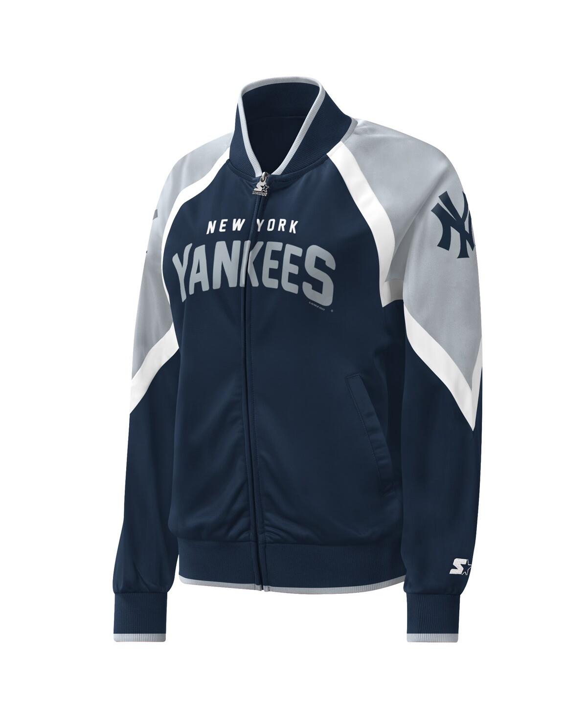 Shop Starter Women's  Navy New York Yankees Touchdown Raglan Full-zip Track Jacket