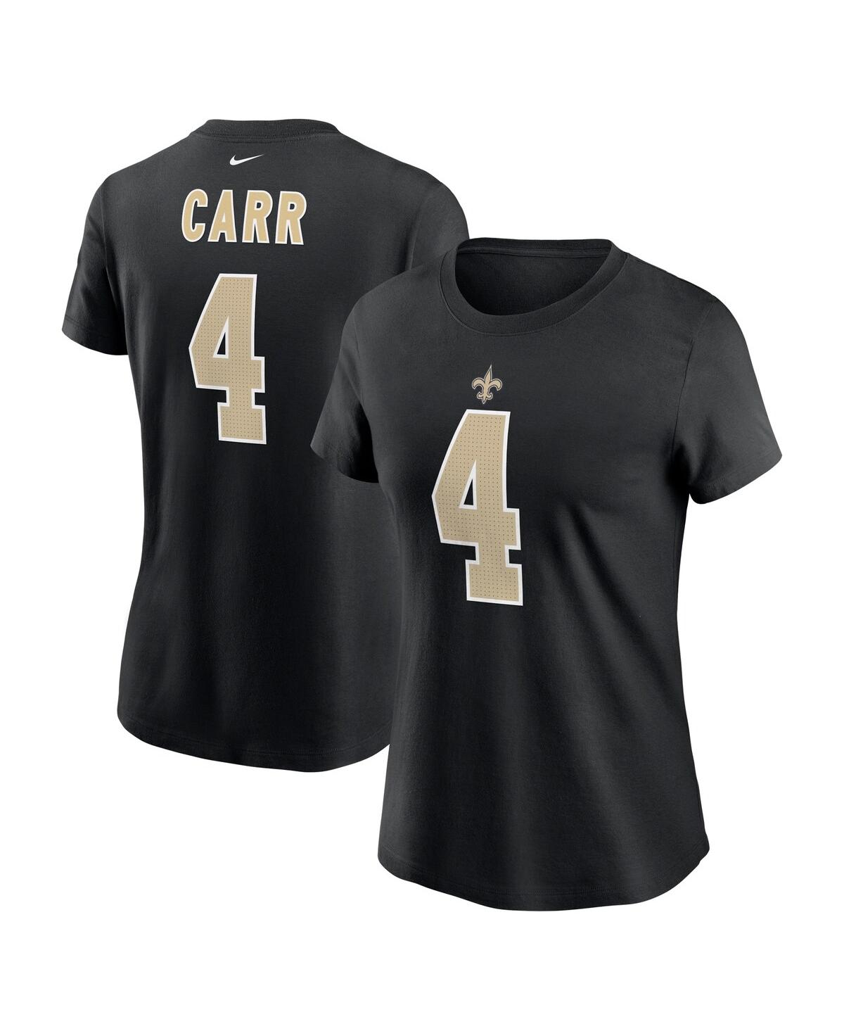 Nike Women's  Derek Carr Black New Orleans Saints Player Name And Number T-shirt In Black