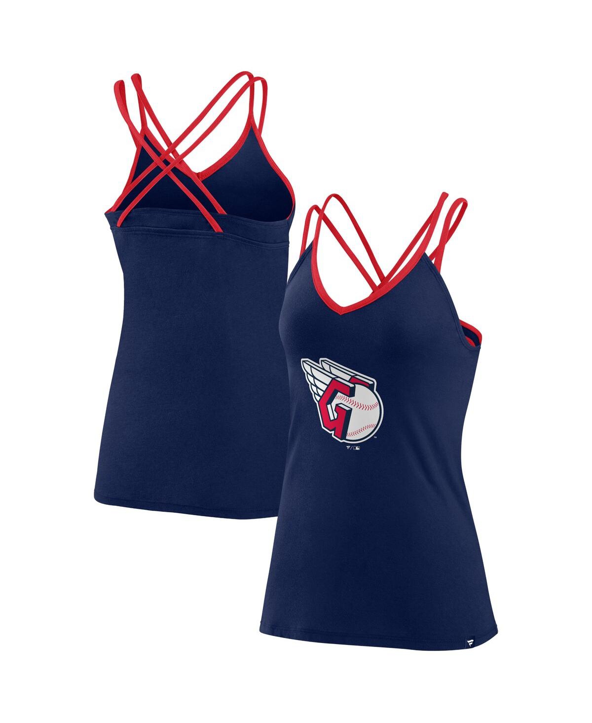 Fanatics Branded Navy Cleveland Guardians Barrel It Up Cross Back V-neck Tank Top In Navy