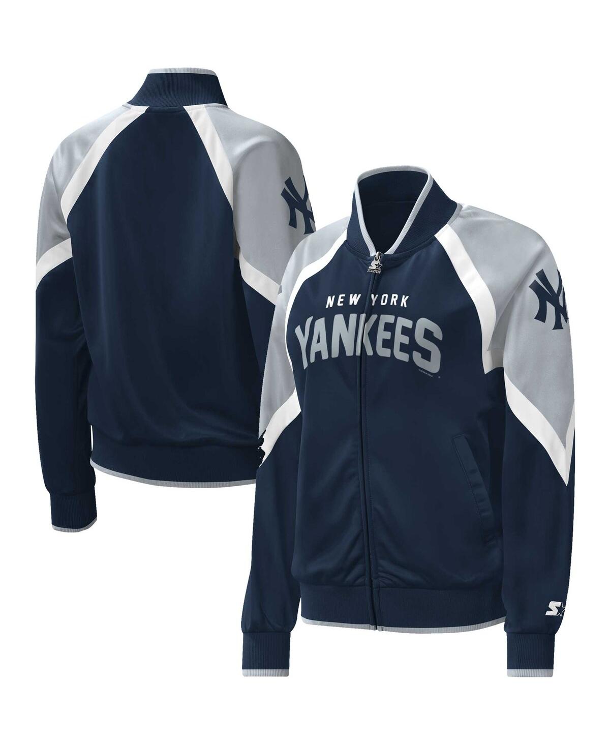 Shop Starter Women's  Navy New York Yankees Touchdown Raglan Full-zip Track Jacket