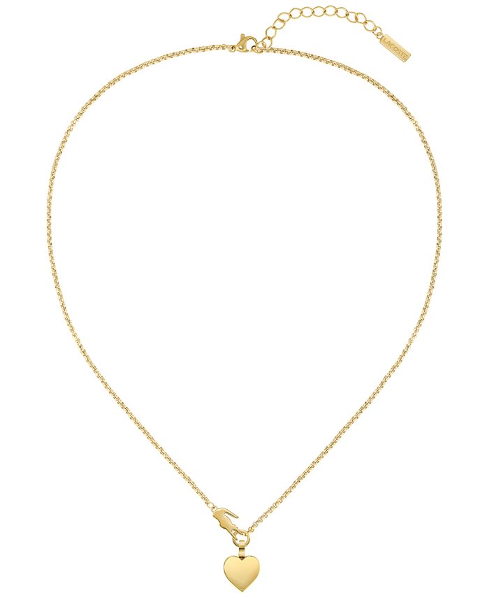 Lacoste Gold Tone Crocodile Heart Necklace - Macy's