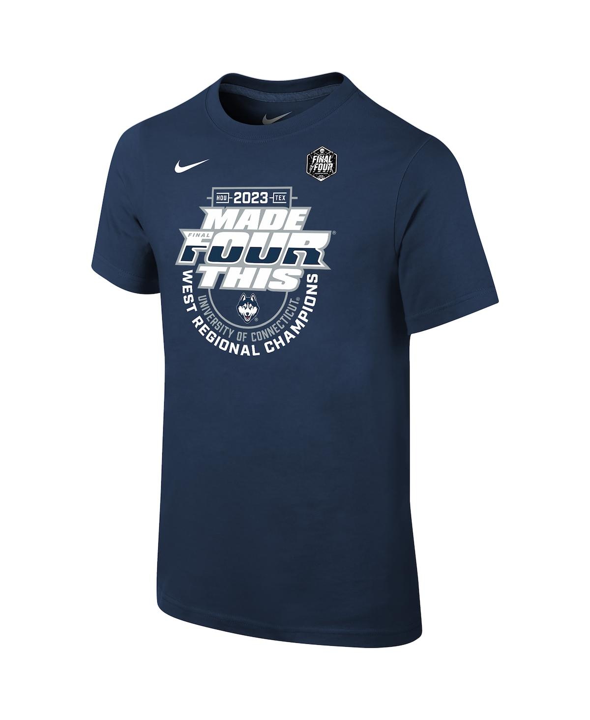 Big Boys and Girls NikeUConn Huskies 2023 Ncaa Men's Basketball Tournament March Madness Final Four Regional Champions Locker Room T-shirt - Nav