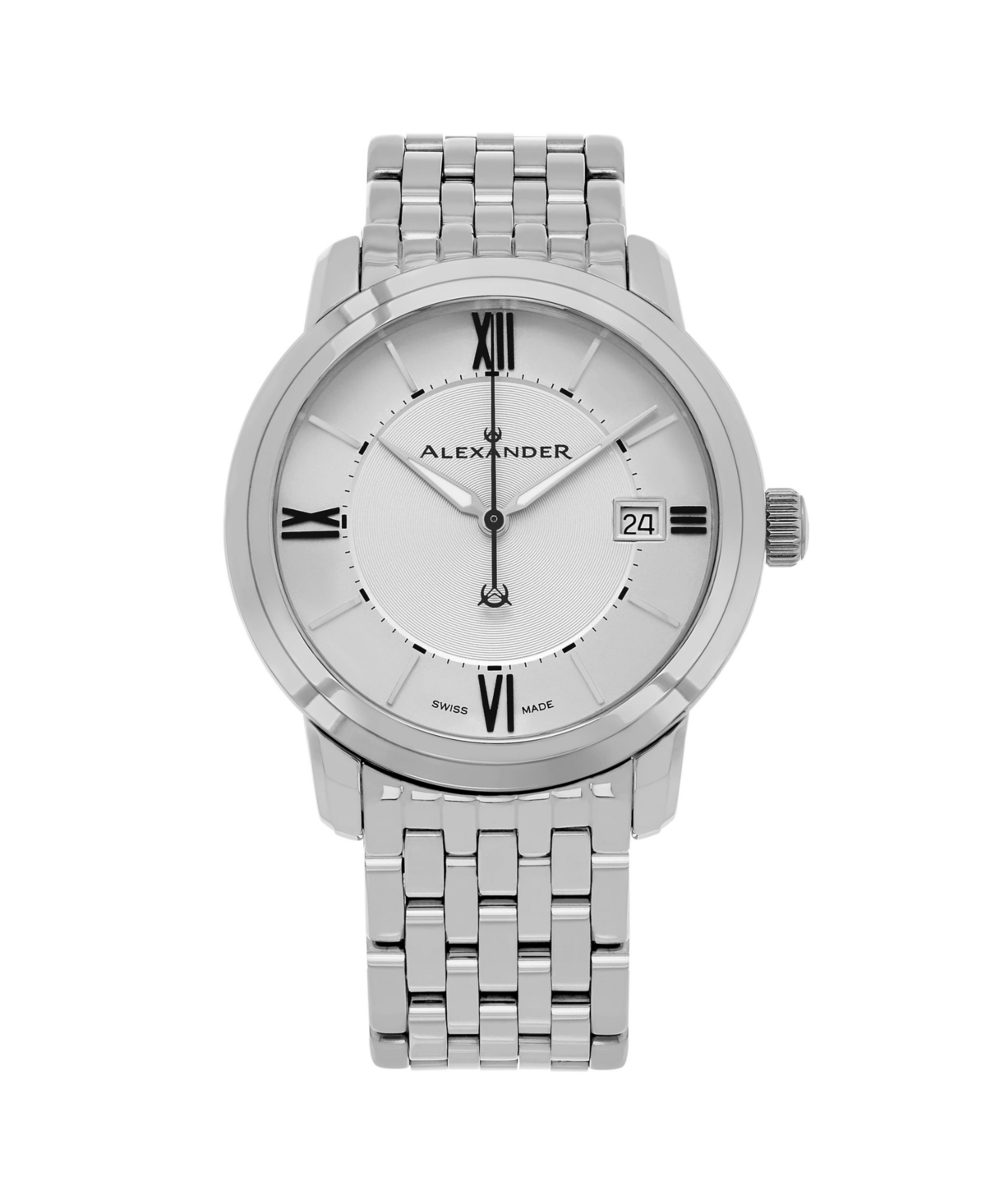 Men's Macedon Silver-tone Stainless Steel , Silver-Tone Dial , 40mm Round Watch - Silver-tone