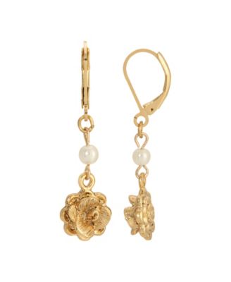 Imitation Pearl Flower Drop Earrings